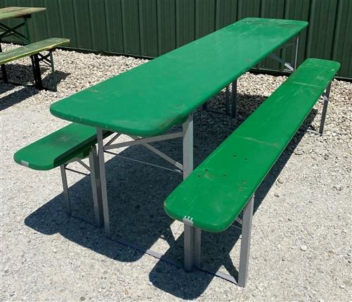 Wood Vintage German Beer Garden Table and Benches, Oktoberfest Picnic Table G80