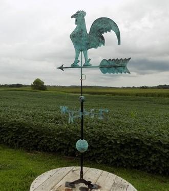 Weathervane - 3D Rooster Weathervane, Cock Lightning Rod Barn Topper, Country Decor Patina, by The Old Grainery (3d, barn...