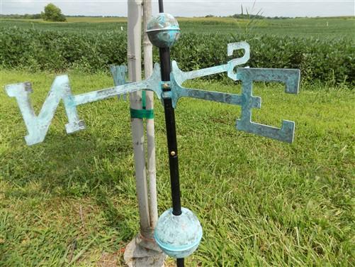 3D Cow Weathervane, Lightning Rod Barn Topper, Country Decor Rustic Patina