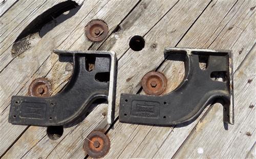hardware - Russwin 128 C Potbelly Door Closer Brackets, Vintage Industrial Hardware J, by The Old Grainery (128 c, Aged Me...