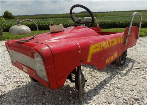 Pedal car - 1960s AMF Fire Fighter Unit NO 508 Pedal Car, Childs Retro Ride On Truck Toy by The Old Grainery (1960, AMF, car)