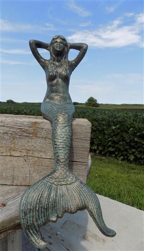 Cast Iron Mermaid, Mermaid Decor, Mermaid Figurine, Nautical Decor
