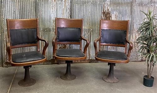 Chairs - Vintage Mission Oak Arts & Crafts Courtroom Jury Chairs, Set of 3 Swivel Chairs by The Old Grainery (arm chairs,...