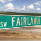 Fairlawn Rd Street Sign, Vintage Green Road Sign 42x9 Metal Wall Sign Garage Art