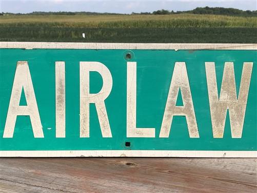 Fairlawn Rd Street Sign, Vintage Green Road Sign 42x9 Metal Wall Sign Garage Art