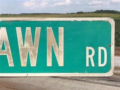 Fairlawn Rd Street Sign, Vintage Green Road Sign 42x9 Metal Wall Sign Garage Art
