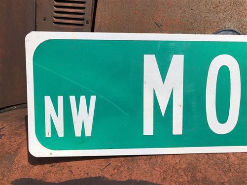 Morse Street Sign, Vintage Green Road Sign, 36x9 Metal Wall Sign