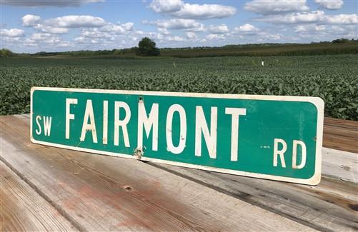 Street sign - Fairmont Rd Street Sign, Vintage Green Road Sign, 42x9 Metal Wall Sign by The Old Grainery (42x9, fairmont r...