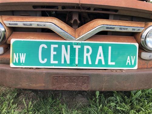 Central Av Street Sign, Vintage Green Road Sign, 42x9 Metal Wall Sign, Garage