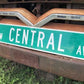 Central Av Street Sign, Vintage Green Road Sign, 42x9 Metal Wall Sign, Garage
