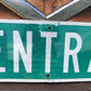 Central Av Street Sign, Vintage Green Road Sign, 42x9 Metal Wall Sign, Garage