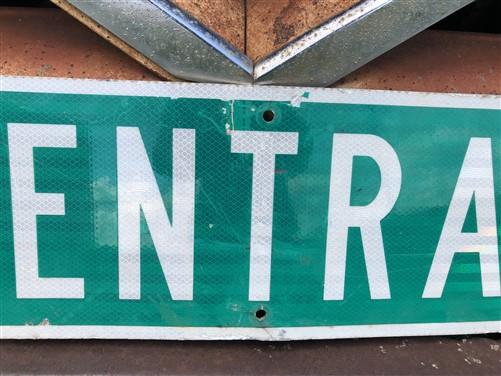 Central Av Street Sign, Vintage Green Road Sign, 42x9 Metal Wall Sign, Garage