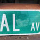 Central Av Street Sign, Vintage Green Road Sign, 42x9 Metal Wall Sign, Garage