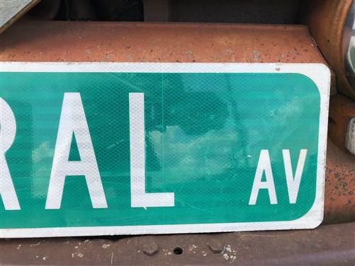Central Av Street Sign, Vintage Green Road Sign, 42x9 Metal Wall Sign, Garage