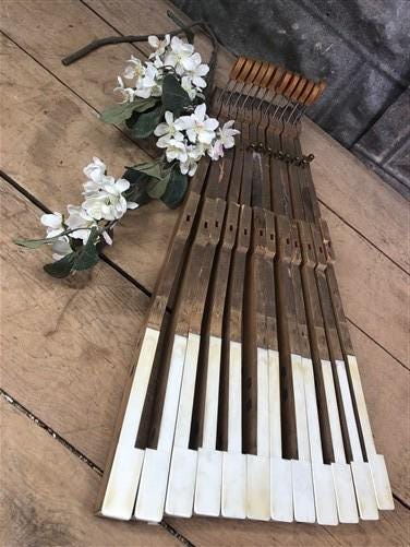 12 White Piano Keys, Vintage Piano Key Parts, Art Craft Supplies, Steampunk F