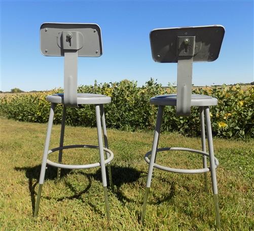 Gray Industrial Metal Drafting Stools W Back, Adjustable Shop Stools Chairs G,