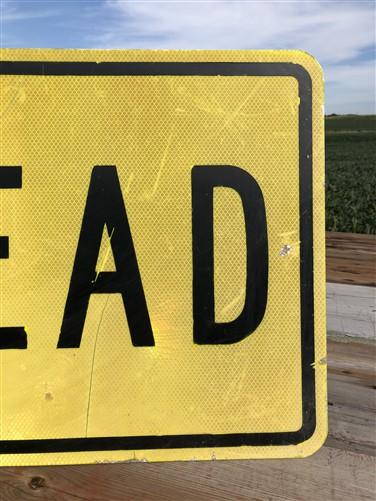 Ahead Reflective Yellow Street Sign, 30x18 Vintage Metal Road Sign