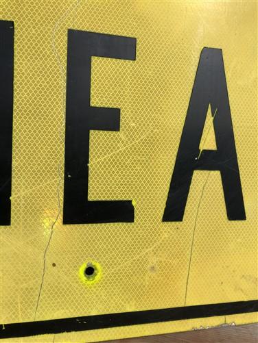 Ahead Reflective Yellow Street Sign, 30x18 Vintage Metal Road Sign
