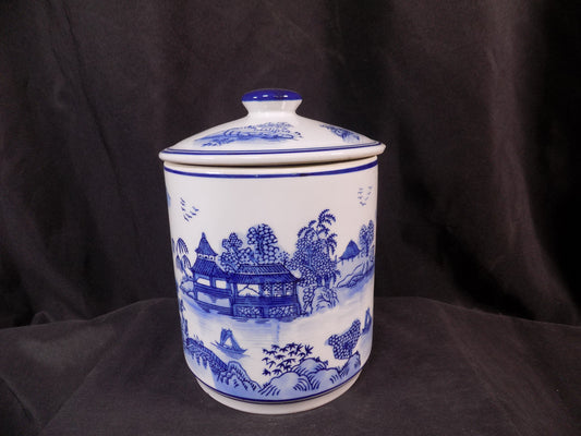 Decorative jar - Blue Willow Ginger Jar, 8 Chinese Porcelain Decor, East Asian Chinoiserie Z, by The Old Grainery (8 inch,...