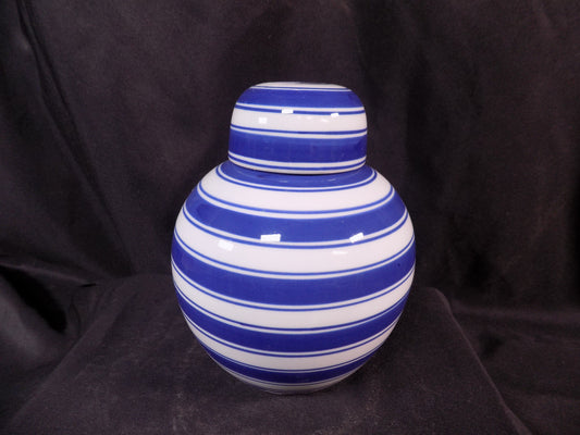 Ginger Jar - Blue & White Wide Stripe Ginger Jar, 7 Chinese Porcelain Decor, Chinoiserie M, by The Old Grainery (Asian, As...