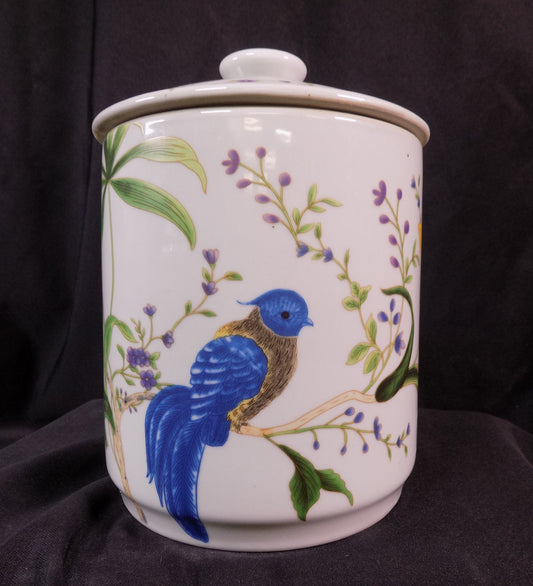 Porcelain jar - Bird & Flower Cookie Jar, 8.5 Chinese Porcelain Décor, East Asian Chinoiserie, by The Old Grainery (Asian,...