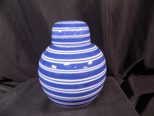 Decorative jar - Blue & White Narrow Stripe Ginger Jar, 7 Chinese Porcelain Decor, Chinoiserie T, by The Old Grainery (Asi...