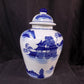 Decorative jar - Blue & White Pagoda Ginger Jar, 10 Chinese Porcelain Decor, Chinoiserie X, by The Old Grainery (Asian, As...