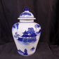 Decorative jar - Blue & White Pagoda Ginger Jar, 10 Chinese Porcelain Decor, Chinoiserie X, by The Old Grainery (Asian, As...
