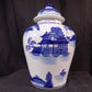 Decorative jar - Blue & White Pagoda Ginger Jar, 10 Chinese Porcelain Decor, Chinoiserie X, by The Old Grainery (Asian, As...