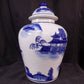 Decorative jar - Blue & White Pagoda Ginger Jar, 10 Chinese Porcelain Decor, Chinoiserie X, by The Old Grainery (Asian, As...