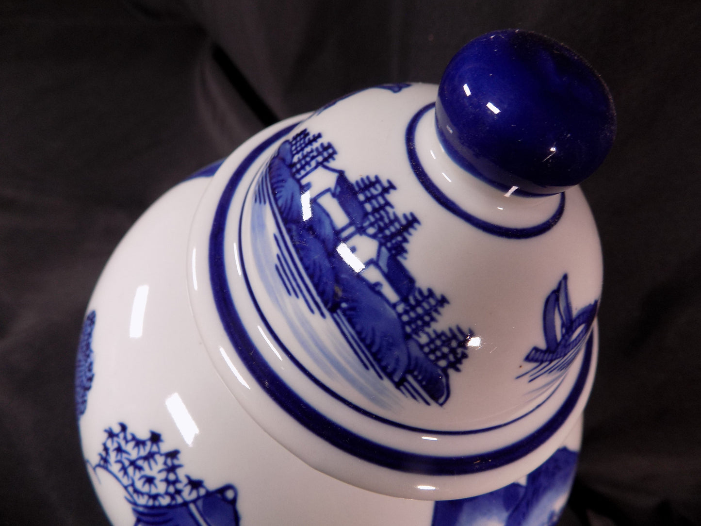 Decorative jar - Blue & White Pagoda Ginger Jar, 10 Chinese Porcelain Decor, Chinoiserie X, by The Old Grainery (Asian, As...