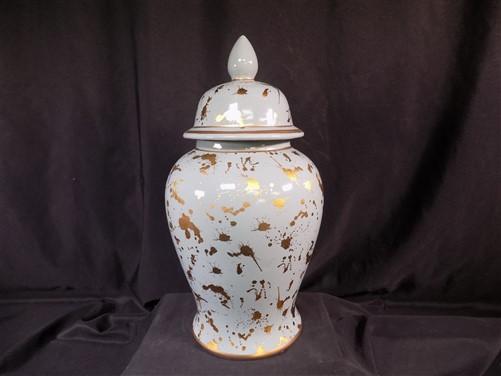 Decorative jar - Gold Leaf Temple Jar, 18 Chinese Porcelain Decor, Asian Chinoiserie A19 by The Old Grainery (10 inch, acc...
