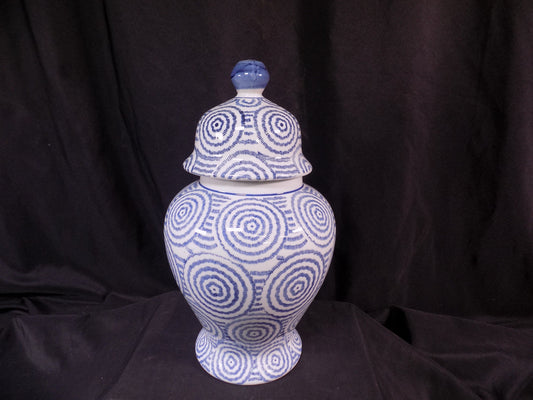 Decorative jar - Blue & White Swirl Temple Jar, 14 Chinese Porcelain Decor, Asian Chinoiserie A11 by The Old Grainery (10...