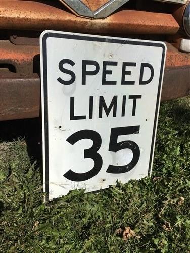 Signs - Speed Limit 35 Vintage Sign, 30x24 Vintage Metal Road Sign, B by The Old Grainery (35 mph, garage art, highway)