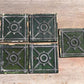 10 Stained Leaded Art Glass Reclaimed Church Window Parts, Green Compass B