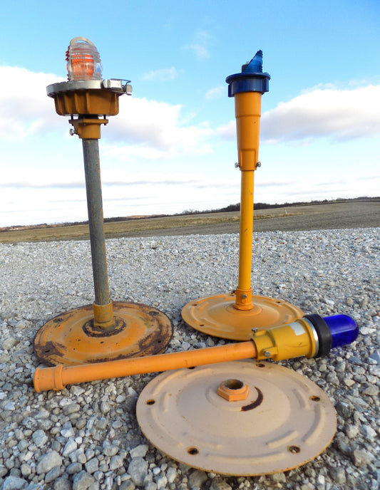 airport lights - Airport Runway Taxiway Marker Lights, Crouse Hinds Industrial Steampunk Parts R, by The Old Grainery (Air...