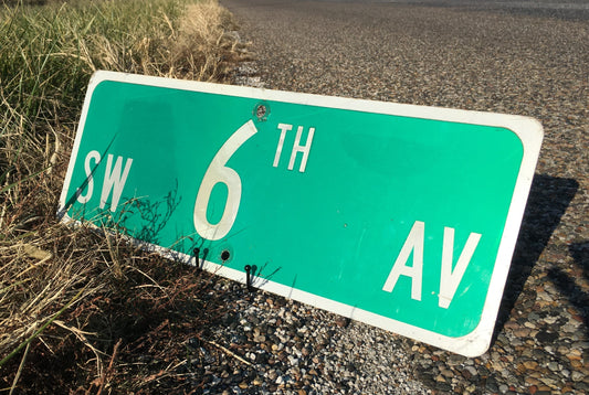 SW 6th AV Street Sign, 9x24 Vintage Green Road Sign, Metal Road Sign, D