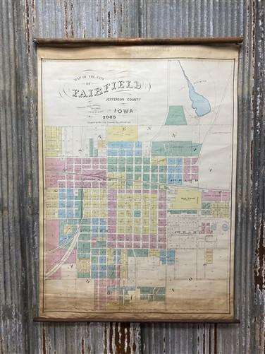 1945 Fairfield Iowa City Map, Jefferson County Plat Map, Historic Genealogy Map