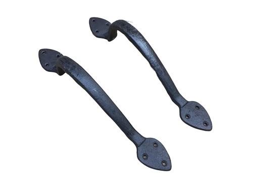 Door pulls - Curved Spade Cast Iron Door Handles Pair, Rustic Door Grab Pull Hardware B, by The Old Grainery (Barn Door, B...