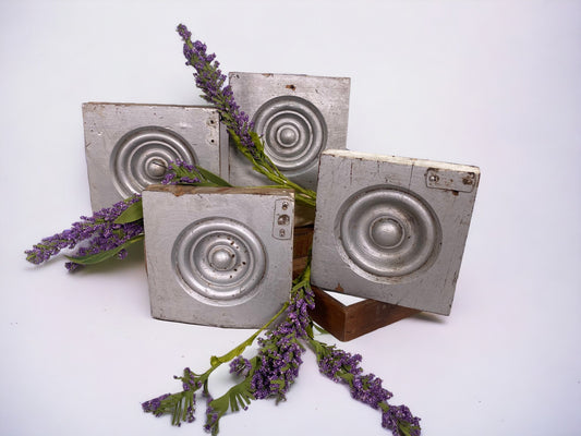Plinth Block - 4 Plinth Blocks, Antique Bullseye Rosettes, Architectural Salvage Wood Trim C77 by The Old Grainery (antiqu...