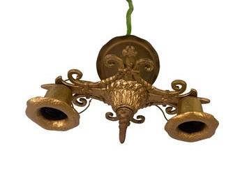 Ceiling light - 2 Lamp Elegant Art Deco Light Fixture, Vintage Ceiling Mount Metal Lighting B, by The Old Grainery (2 lamp...