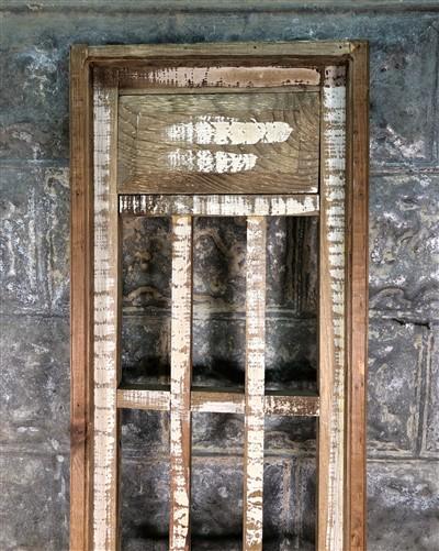 Brown Double Panel Rectangular Wood Window, Wooden Decorative Panel, Wall Art A