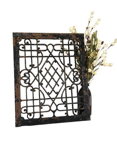 Grate - Ornate Art Deco Cast Iron Grate Vintage Wall Floor Fireplace Register Vent V, by The Old Grainery (art deco, Black...