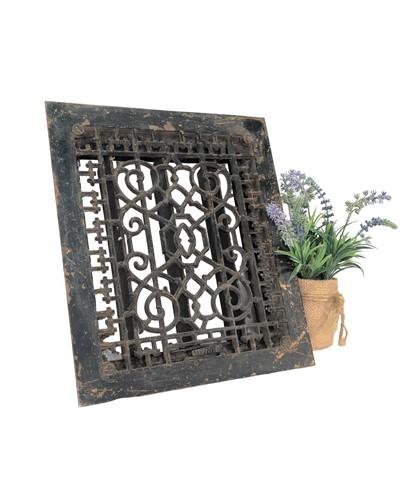 Grate - Ornate Art Deco Cast Iron Grate Vintage Wall Floor Fireplace Register Vent W, by The Old Grainery (art deco, Black...