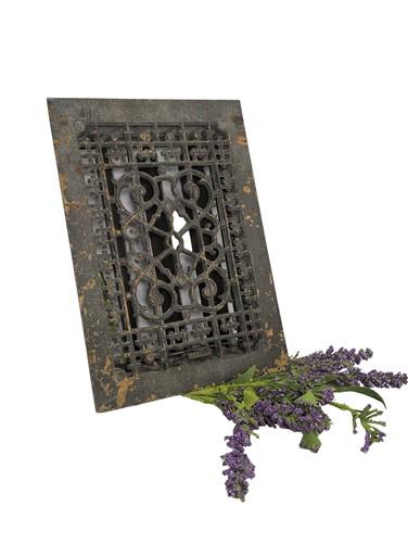 Grate - Ornate Art Deco Cast Iron Grate Vintage Wall Floor Fireplace Register Vent y, by The Old Grainery (art deco, Brown...