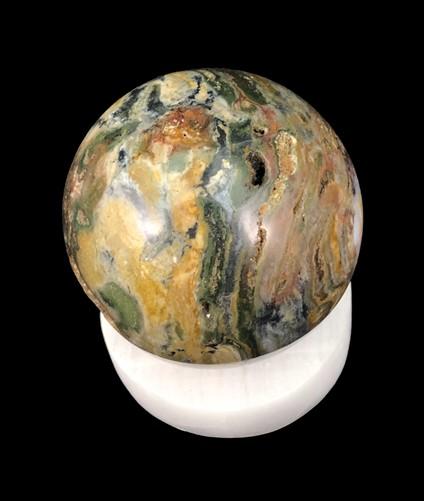 Polished Gemstone Sphere - Polished Gemstone Rock Sphere, Stone Holder Display, Reiki Healing Sphere A by The Old Grainery...