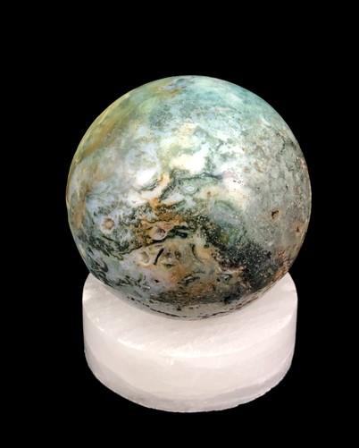 Polished Gemstone Sphere - Polished Gemstone Rock Sphere, Stone Holder Display, Reiki Healing Sphere B by The Old Grainery...