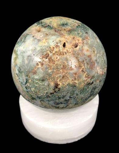 Polished Gemstone Sphere - Polished Gemstone Rock Sphere, Stone Holder Display, Reiki Healing Sphere B by The Old Grainery...