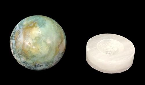 Polished Gemstone Sphere - Polished Gemstone Rock Sphere, Stone Holder Display, Reiki Healing Sphere B by The Old Grainery...