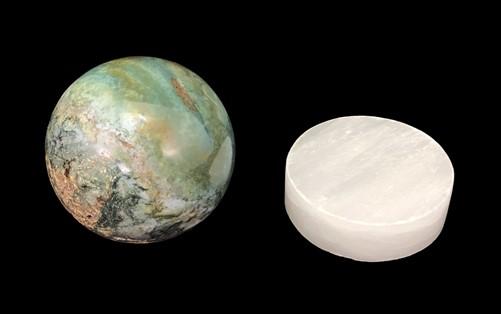 Polished Gemstone Sphere - Polished Gemstone Rock Sphere, Stone Holder Display, Reiki Healing Sphere B by The Old Grainery...